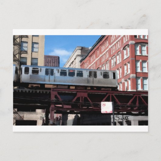 Carte Postale Train de métro aérien de Chicago (Devant)