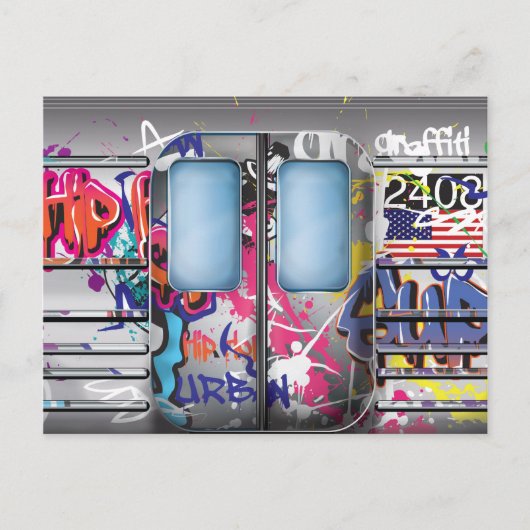 Carte Postale Train de métro graffiti (Devant)