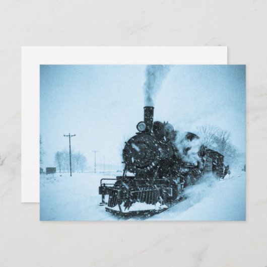 Carte Postale Train de neige Vintage (Devant / Derrière)