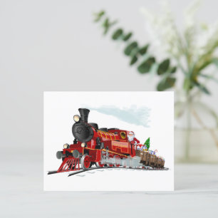 Carte Postale Train de Noël de dessin animé