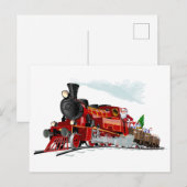 Carte Postale Train de Noël de dessin animé (Devant / Derrière)