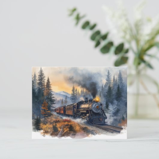 Carte Postale Train de Noël nostalgique (Debout devant)