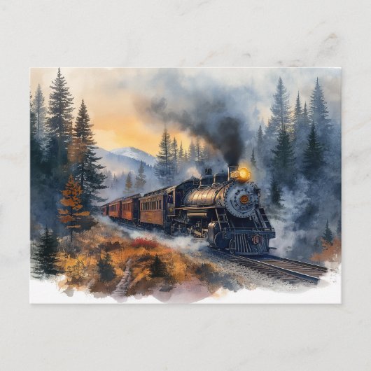 Carte Postale Train de Noël nostalgique (Devant)