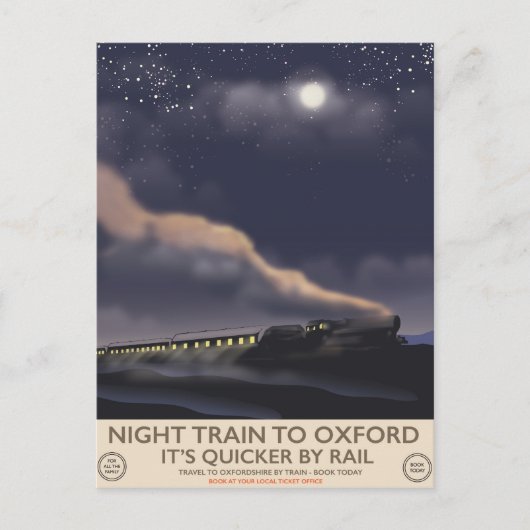 Carte Postale Train de nuit pour Oxford (Devant)