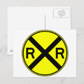 Carte Postale Train des signaux de rue du passage à niveau (Devant / Derrière)