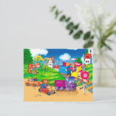 Carte Postale train et voiture (Debout devant)