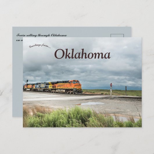 Carte Postale Train in Oklahoma on a Cloudy Day (Devant / Derrière)
