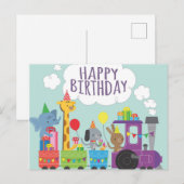 Carte Postale Train Joyeux Anniversaire (Devant / Derrière)