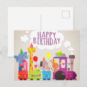 Carte Postale Train Joyeux Anniversaire (Devant / Derrière)