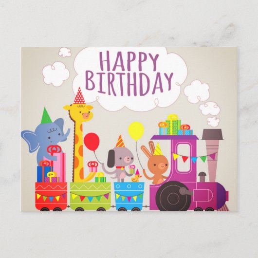 Carte Postale Train Joyeux Anniversaire (Devant)