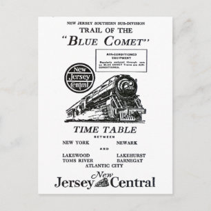 Carte Postale Train New Jersey Central Blue Comet