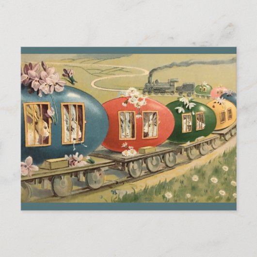 Carte Postale Train Œuf de Pâques Vintage (Devant)