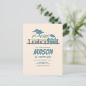 Carte Postale Train Rétro Anniversaire Enfant Thème Terreux (Debout devant)