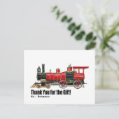 Carte Postale Train rouge Merci plat (Debout devant)