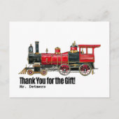 Carte Postale Train rouge Merci plat (Devant)