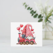 Carte Postale Train Saint Valentin Gnome Couple Red Hearts (Debout devant)