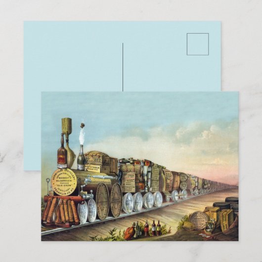 Carte Postale Train vintage d'alcool (Devant / Derrière)