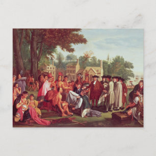 Carte Postale Traité de William Penn avec les Indiens en 1683