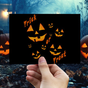 Carte Postale Traitez ou Trick et Jack-O-Lantern yeux et sourire
