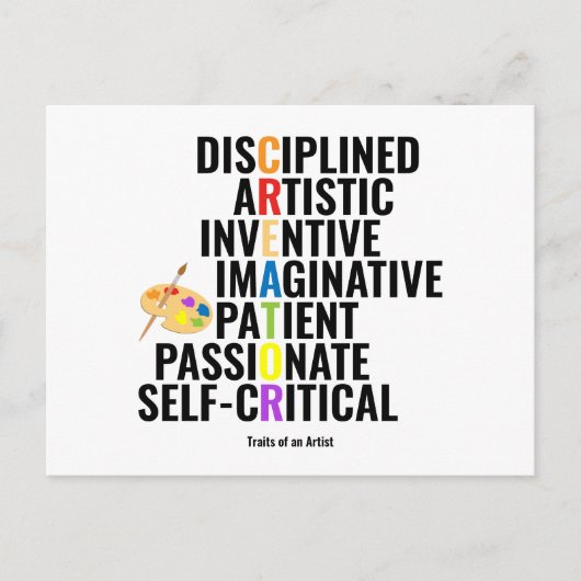 Carte Postale Traits d'un artiste (Devant)