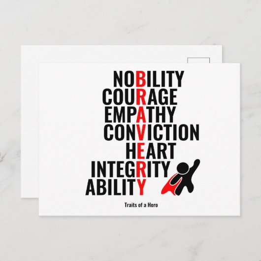 Carte Postale Traits d'un héros (Devant / Derrière)