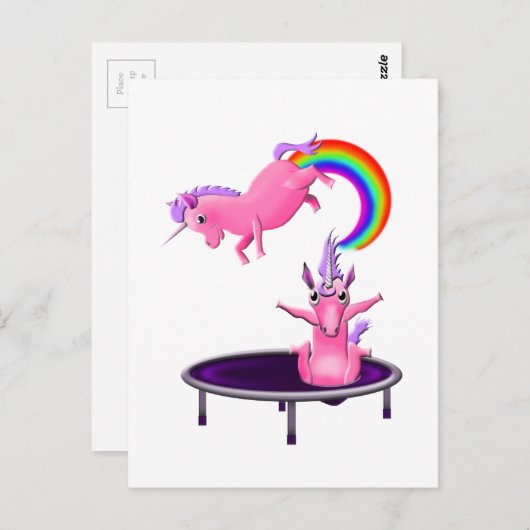 Carte Postale trampoline licorne (Devant / Derrière)