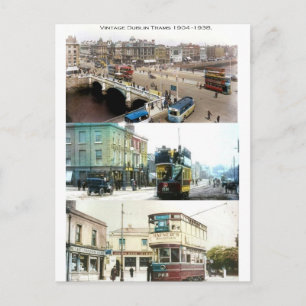 Carte Postale Trams vintage dans la ville de Dublin, Irlande