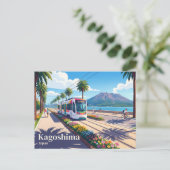 Carte Postale Tramway de Kagoshima Japon (Debout devant)