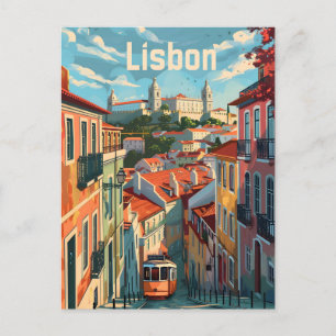 Carte Postale tramway de Lisbonne vintage