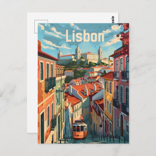 Carte Postale tramway de Lisbonne vintage (Devant / Derrière)