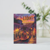 Carte Postale Tramway de Lisbonne vintage (Debout devant)