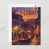 Carte Postale Tramway de Lisbonne vintage (Devant / Derrière)