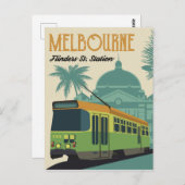Carte Postale Tramway de Melbourne, Flinders Street (Devant / Derrière)