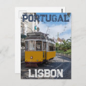 Carte Postale Tramway jaune rétro dans la rue à Lisbonne, Portug (Devant / Derrière)