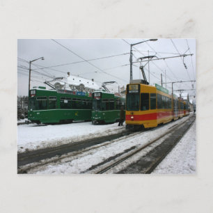 Carte Postale Tramways suisses au dépôt BVB Basel, Suisse