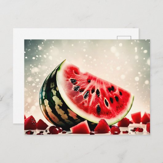 Carte Postale Tranche de fruit de pastèque tropicale (Devant / Derrière)