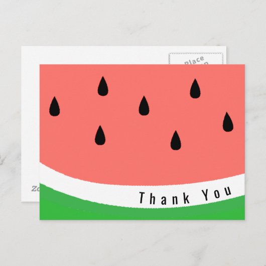 Carte Postale tranche de pastèque merci (Devant / Derrière)