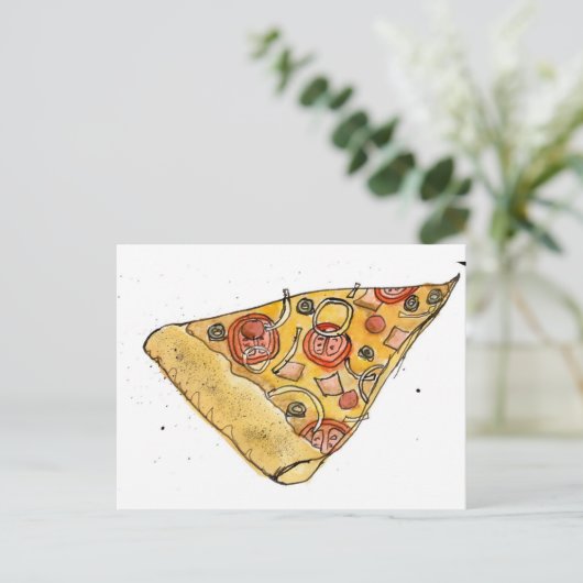 Carte Postale tranche de pizza (Debout devant)