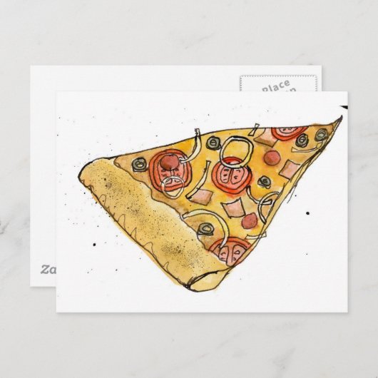 Carte Postale tranche de pizza (Devant / Derrière)