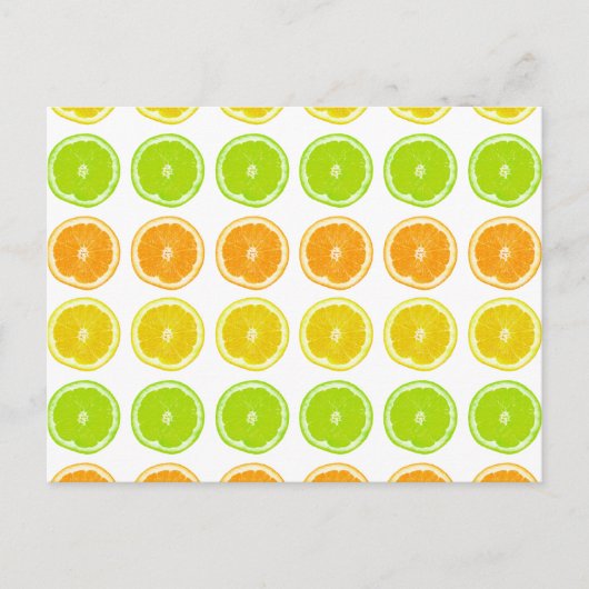 Carte Postale Tranches à points de citron vert, orange et citron (Devant)