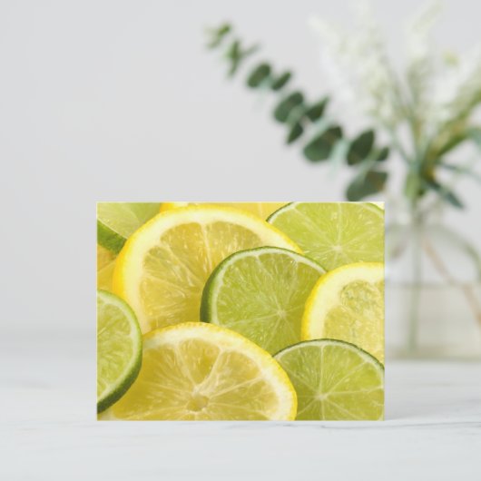 Carte Postale Tranches de citron et de citron vert (Debout devant)