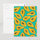 Carte Postale Tranches de papaye sur turquoise (Devant / Derrière)