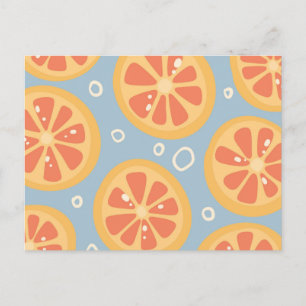 Carte Postale Tranches d'orange vives et audacieuses sur fond bl