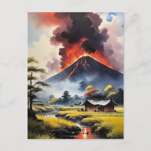 Carte Postale Tranquillité brisée par la fureur volcanique (Devant)