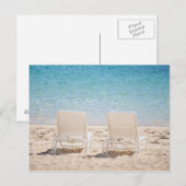 Carte Postale Transats sur la plage de sable (Devant / Derrière)