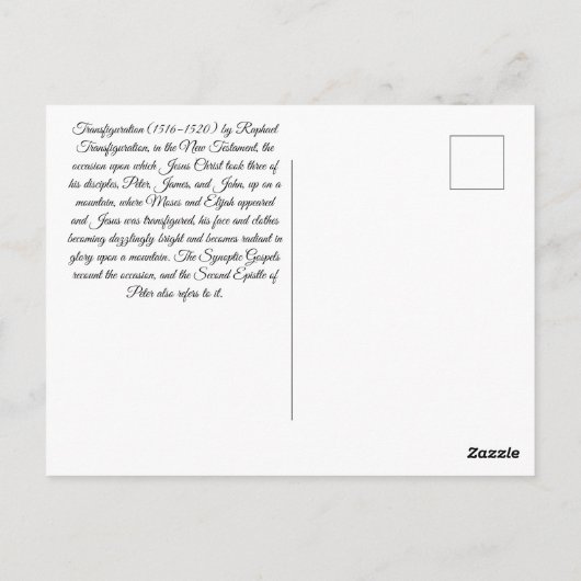 Carte Postale Transformation de Jésus (Dos)