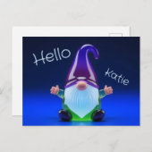 Carte Postale Translucent Glass Gnome Figurine with Custom Name (Devant / Derrière)