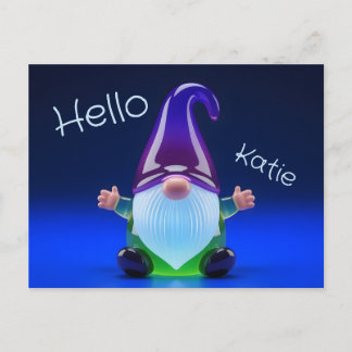 Carte Postale Translucent Glass Gnome Figurine with Custom Name