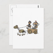 Carte Postale Transport De Cheval Dessiné Pour Mariages (Devant / Derrière)