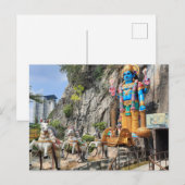 Carte Postale Transport de chevaux avec statue hindoue à la grot (Devant / Derrière)